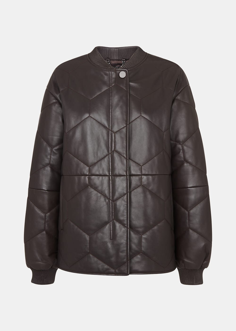 Burgundy Cleo Leather Quilted Jacket WHISTLES Whistles AU
