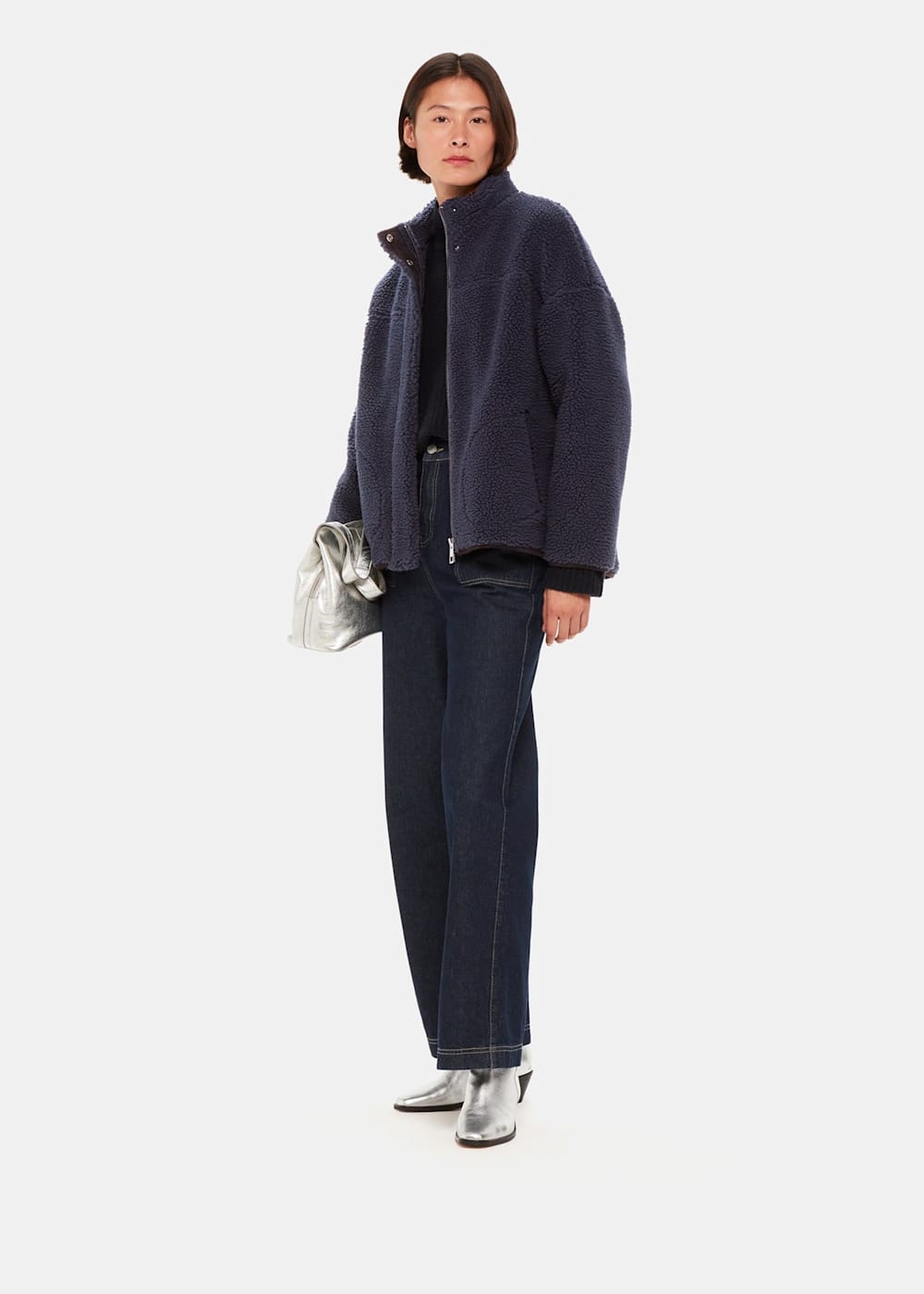 Faux teddy fur bomber jacket on sale