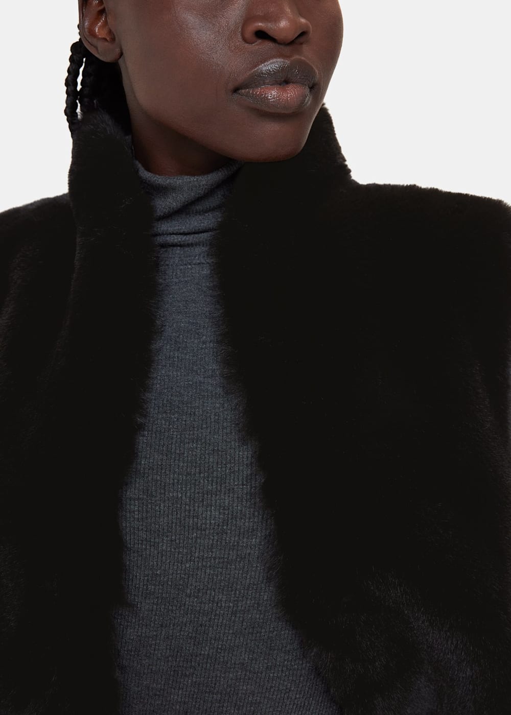 Girls black faux fur gilet sales