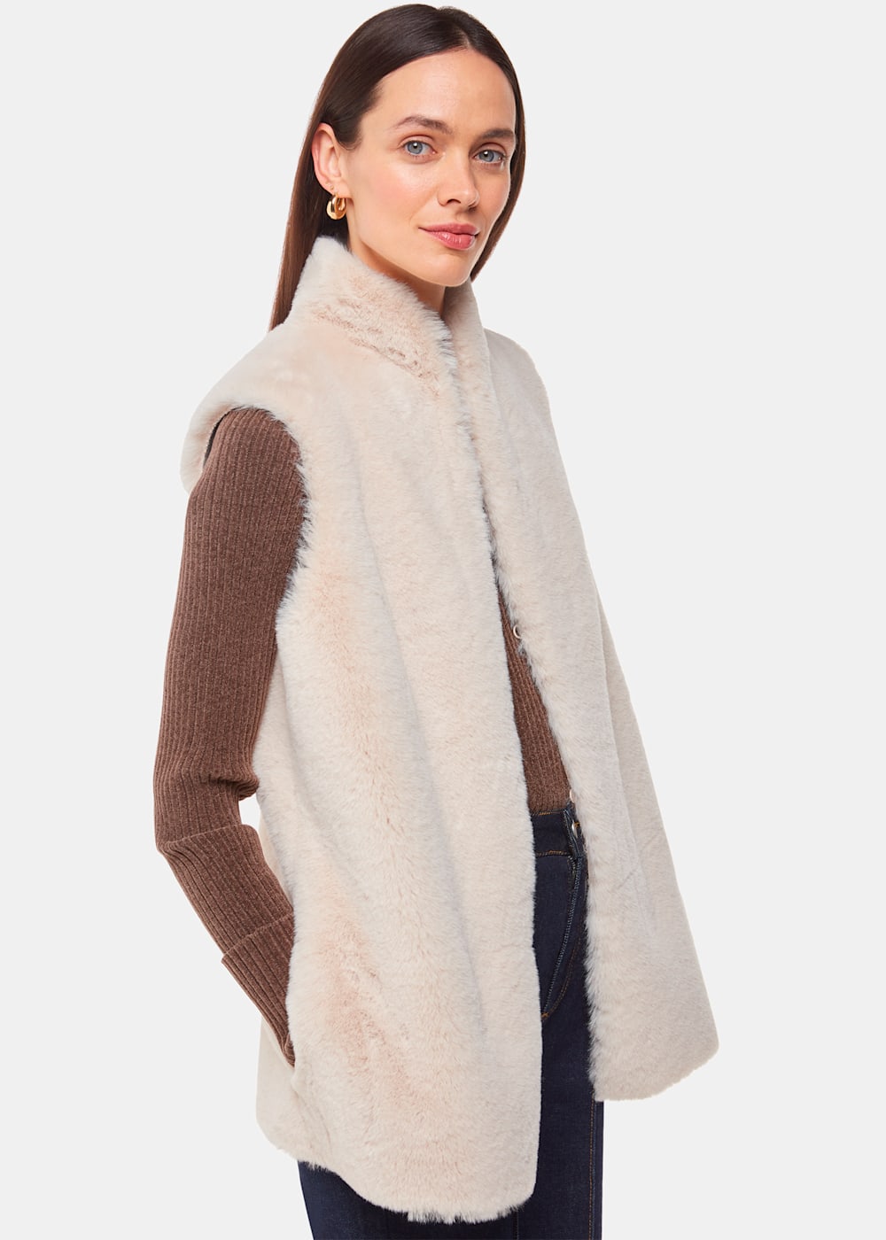 Fur collar gilet best sale