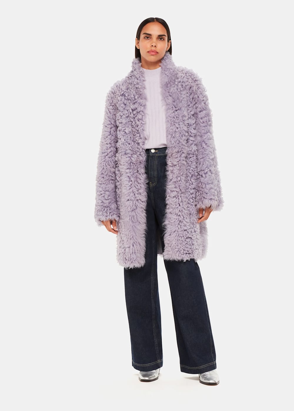 Whistles lilac faux fur coat shop