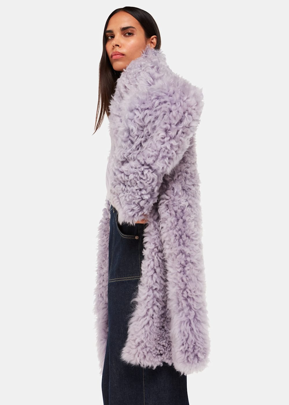 Lilac Naja Shearling Coat WHISTLES Whistles UK