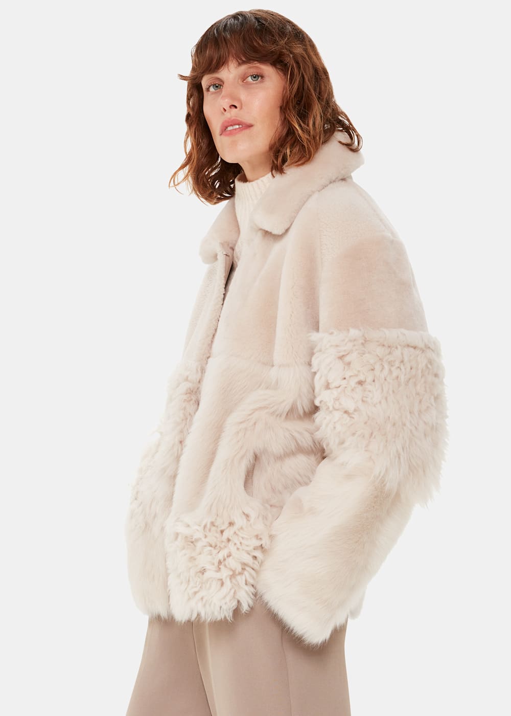 Ivory shearling coat store
