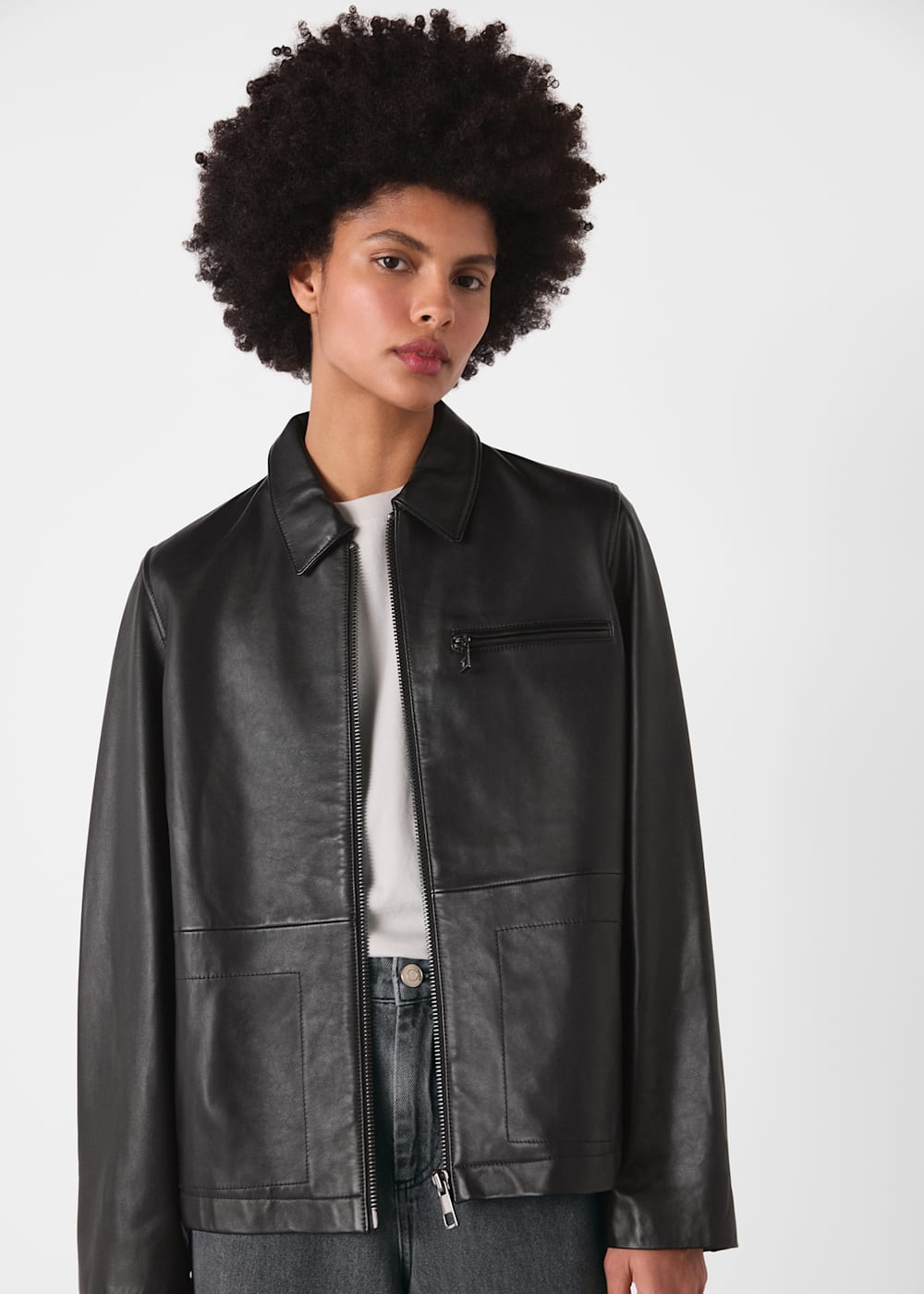 Whistles black leather jacket shop