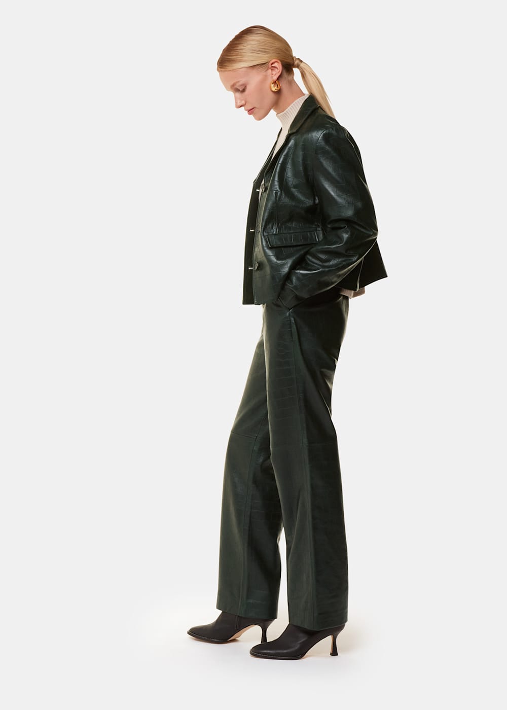 Whistles cropped leather jacket online