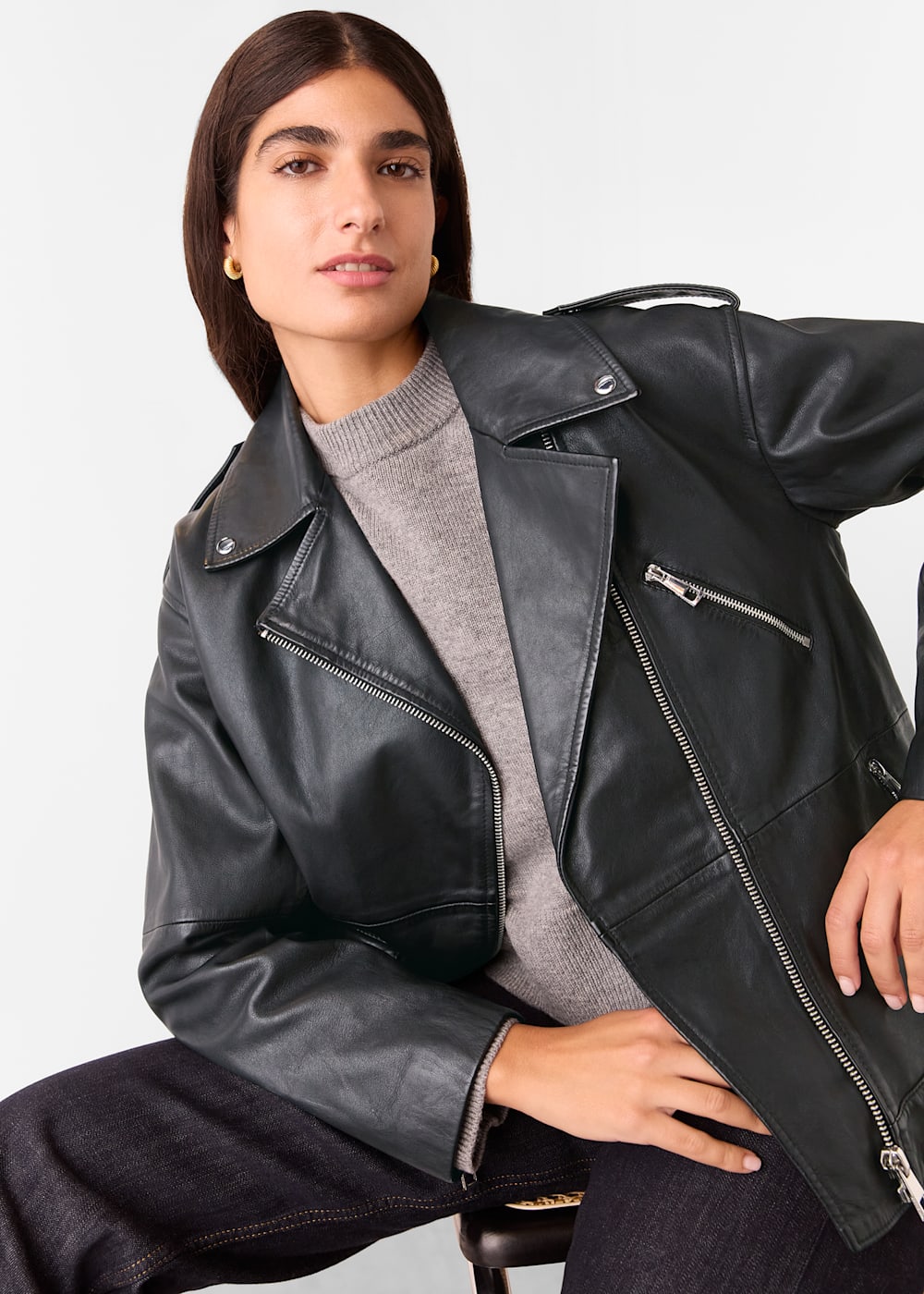 Whistles leather biker jacket 2025