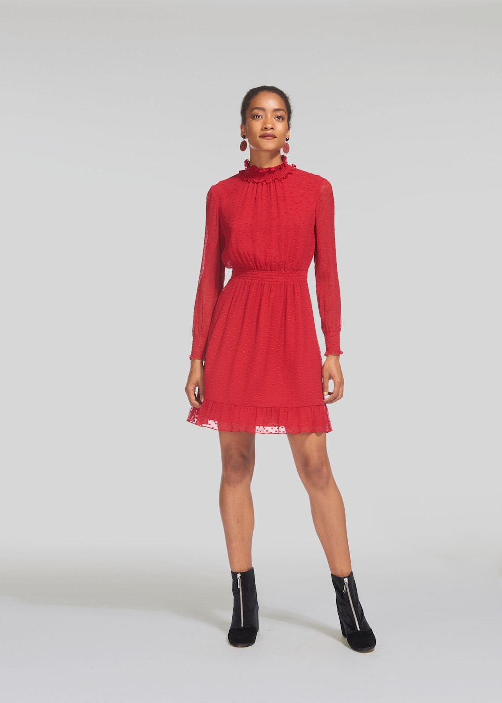Ilona Dobby Dress Red WHISTLES Whistles UK