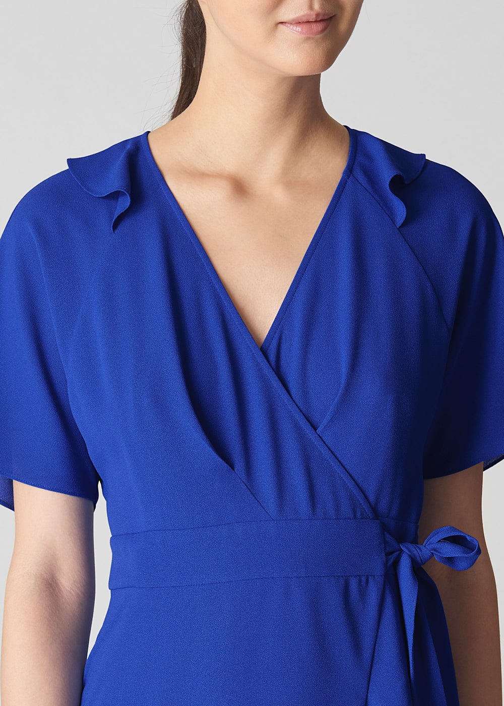 Blue Abigail Frill Wrap Midi Dress WHISTLES Whistles US