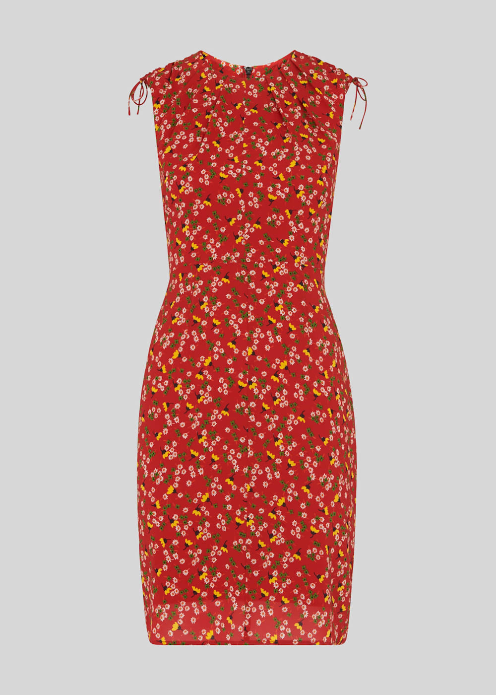 Red Multi Peony Print Silk Bodycon WHISTLES Whistles UK