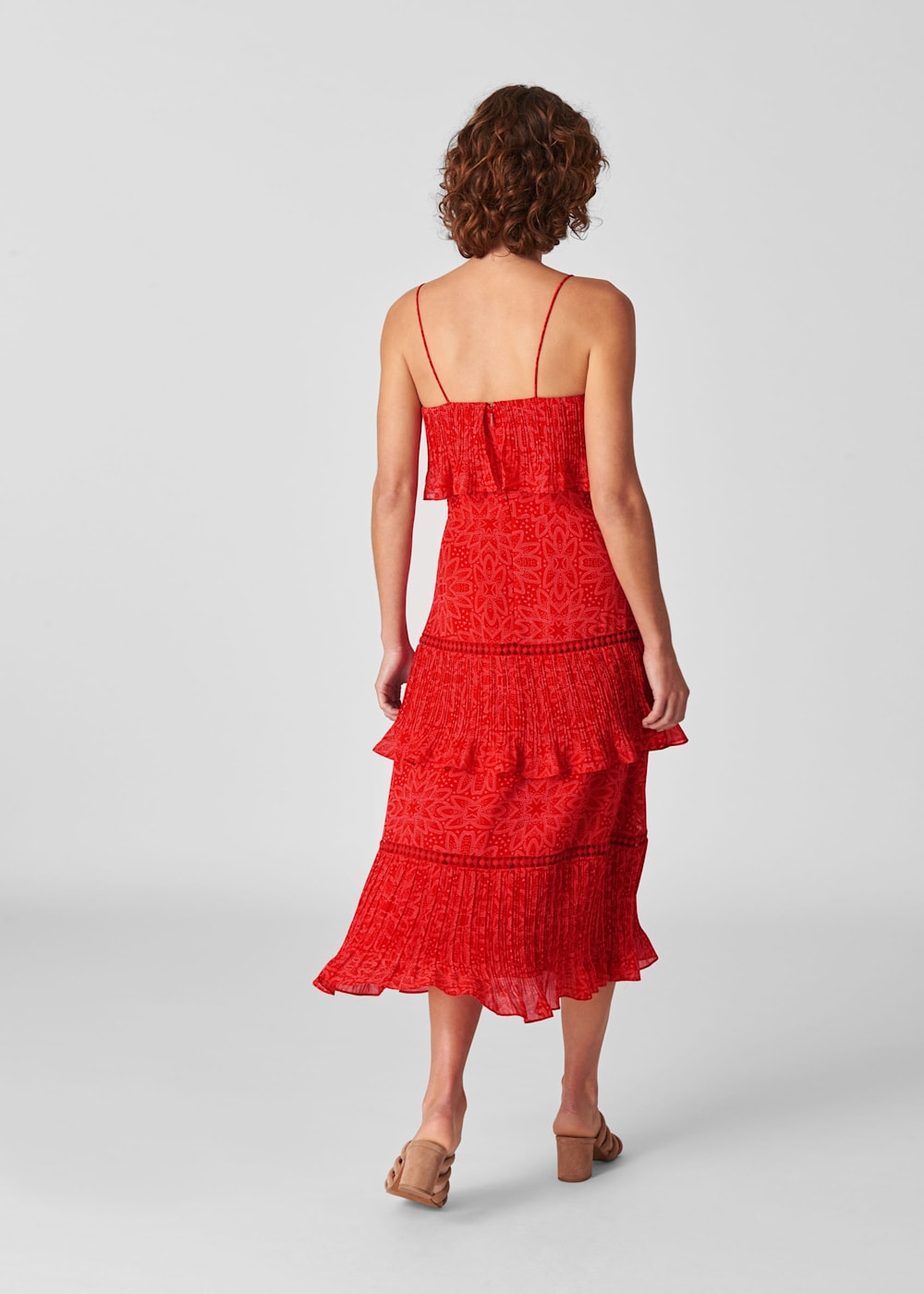 Red Multi Riya Print Tiered Dress WHISTLES Whistles US