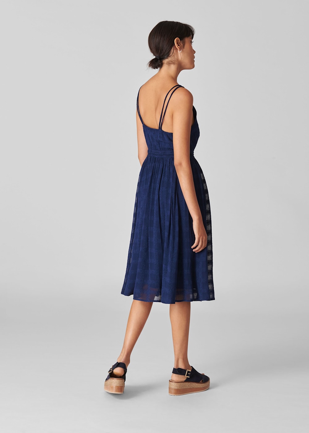 Navy strappy dress hotsell