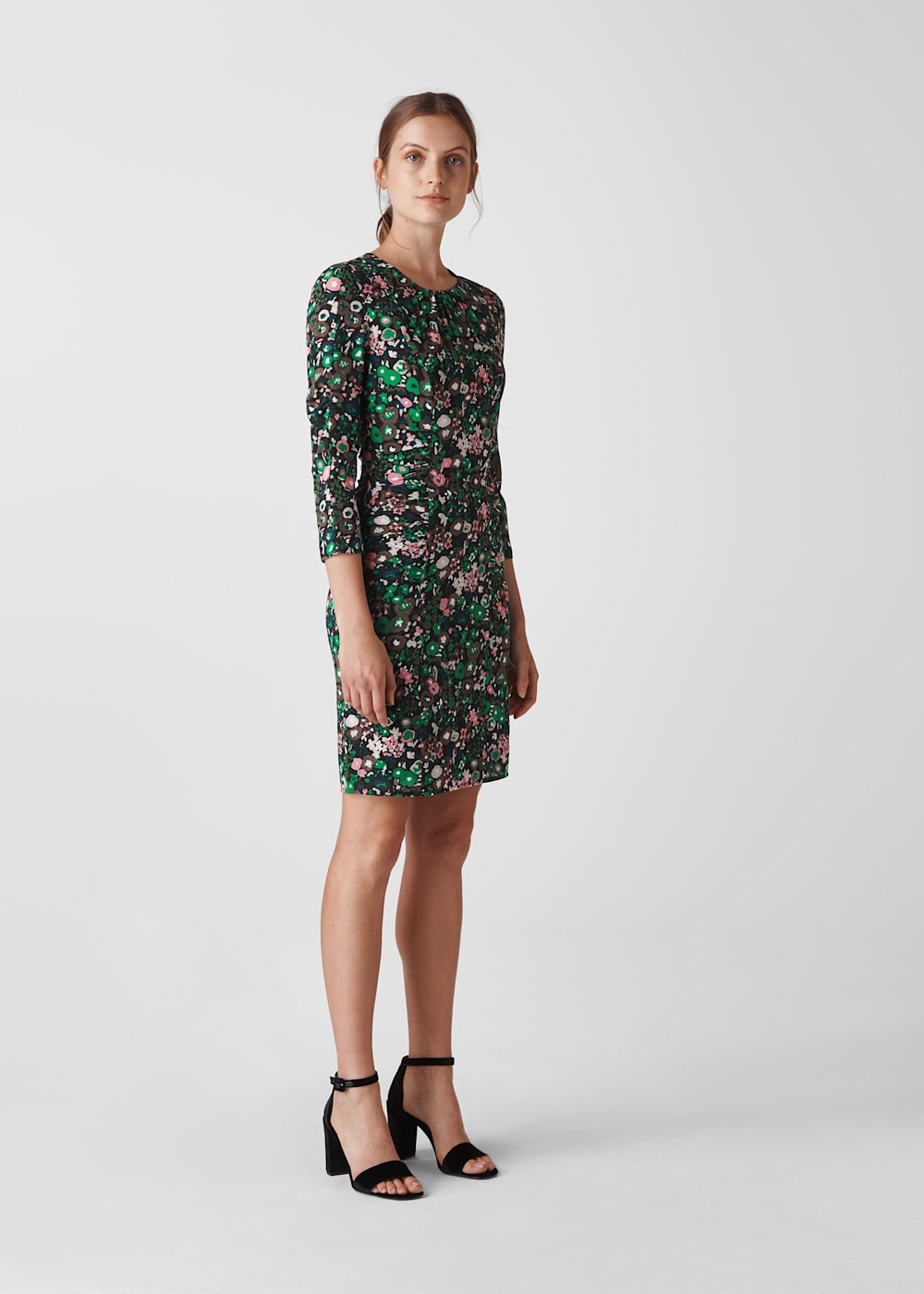 Pink Multi Adelaide Print Silk Bodycon WHISTLES Whistles US