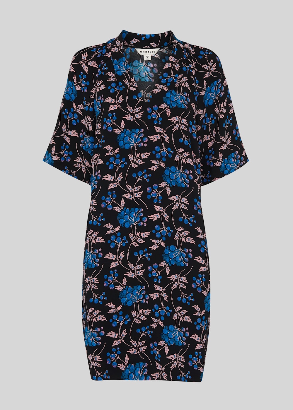 Black Multi Elderberry Print Devyn Dress WHISTLES Whistles UK