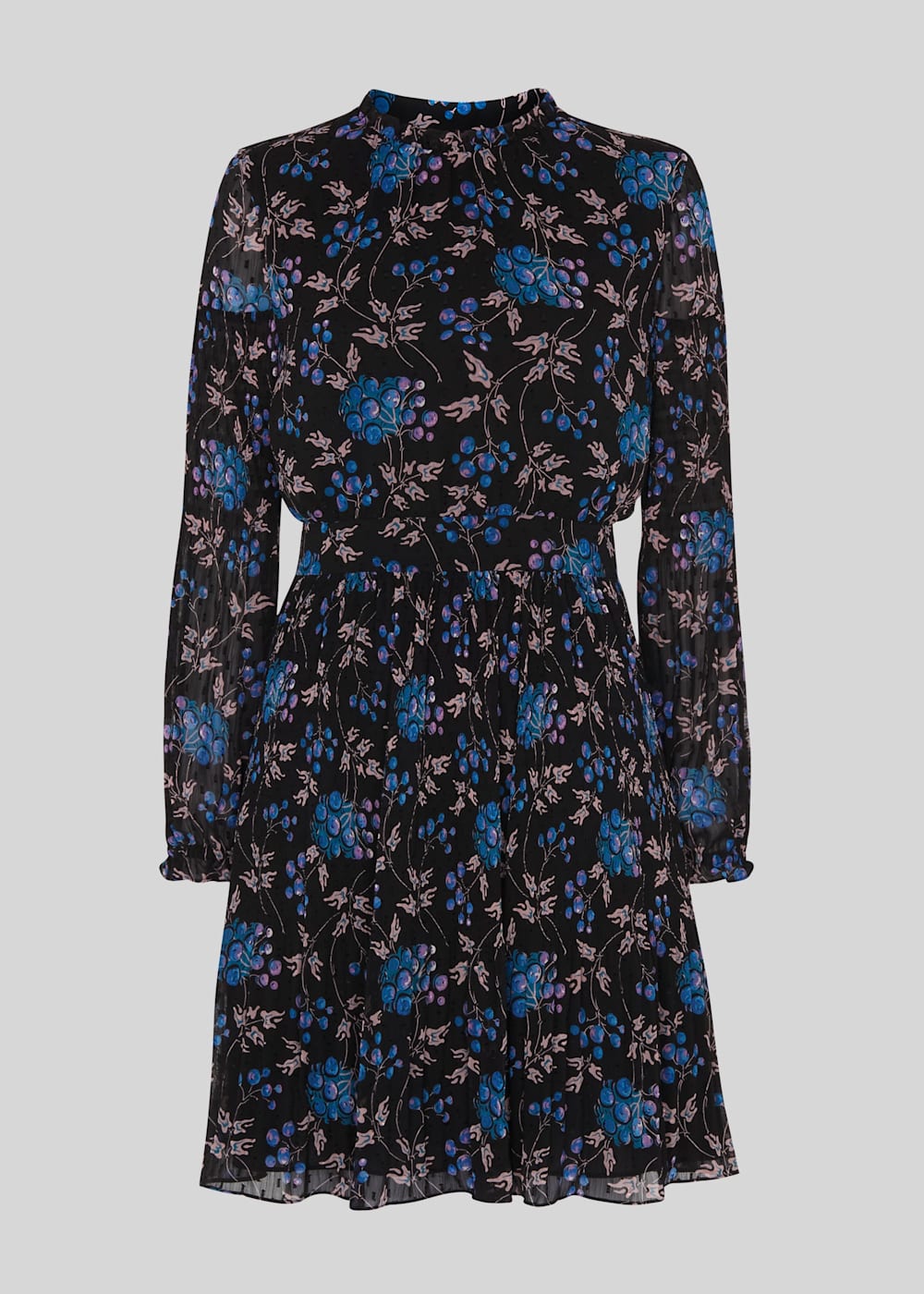 Black Multi Elderberry Print Dobby Dress WHISTLES Whistles US