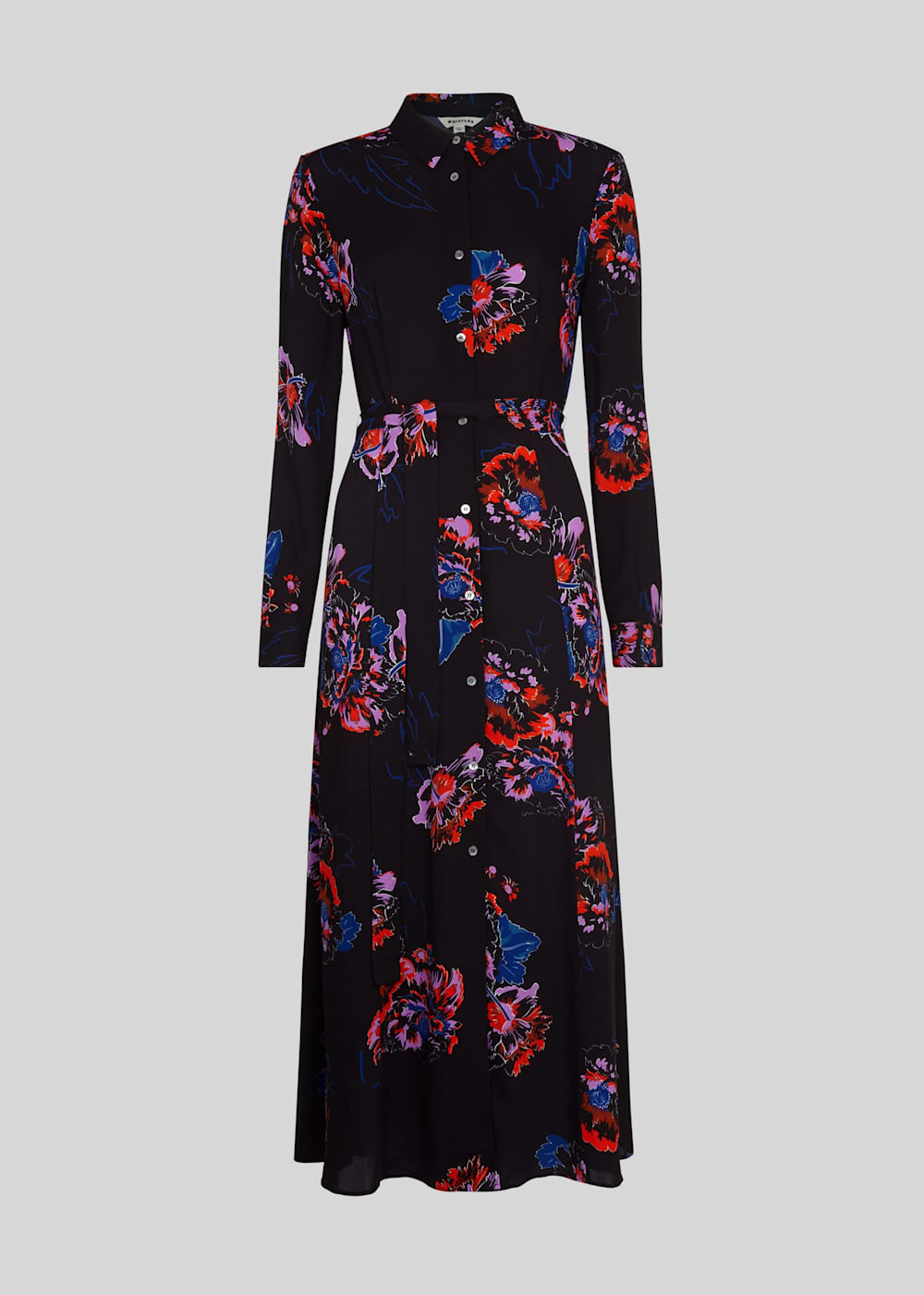 Black Multi Freya Print Shirt Dress WHISTLES Whistles UK