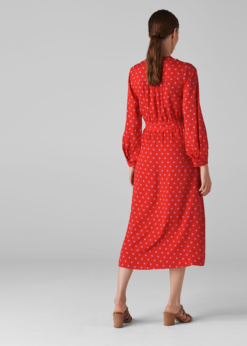 Red polka wrap dress best sale