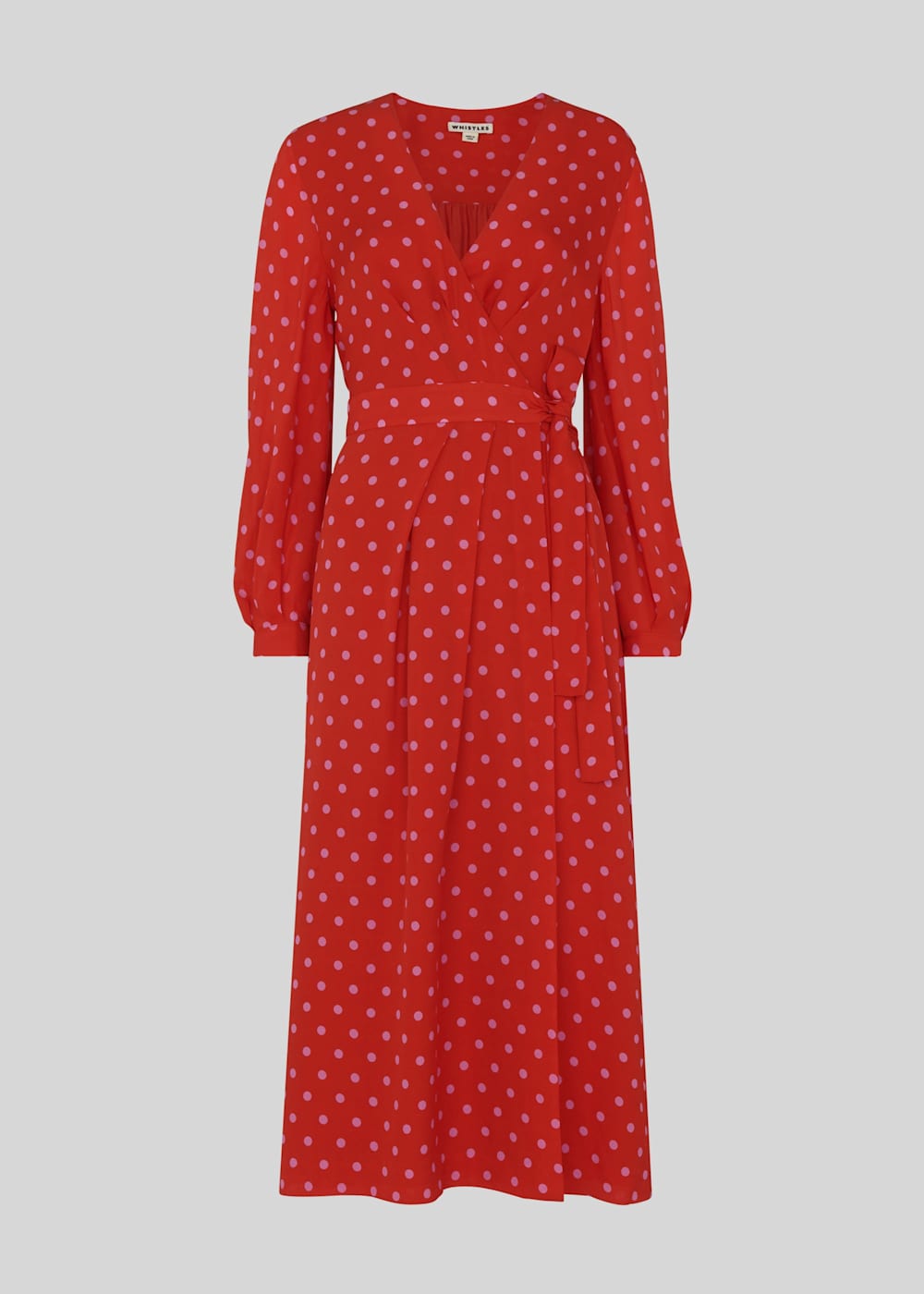 Red spot wrap dress deals