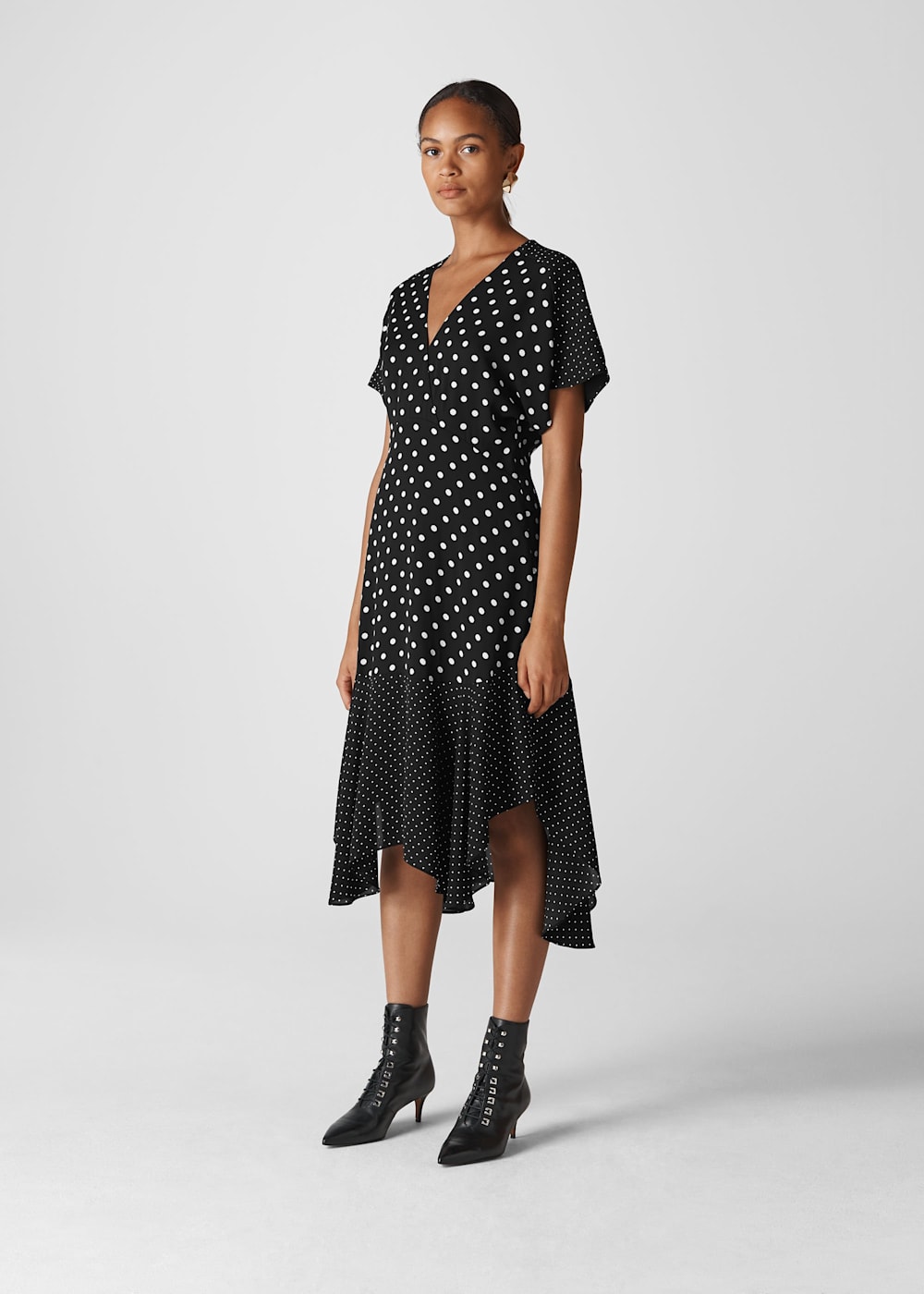 Black White Enise Multi Spot Dress WHISTLES Whistles US