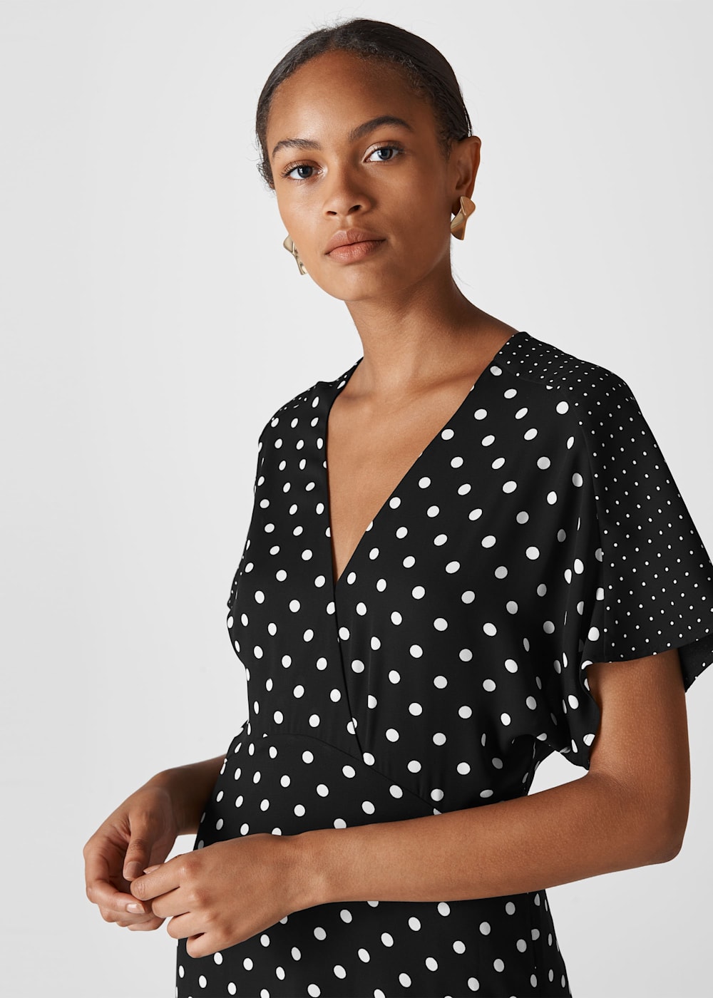 Whistles polka dot wrap dress online