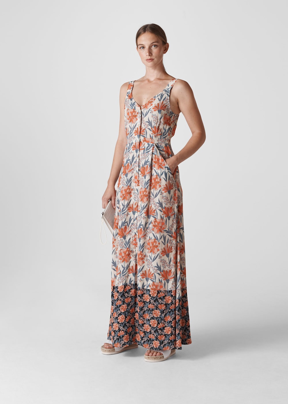Border print maxi dress clearance
