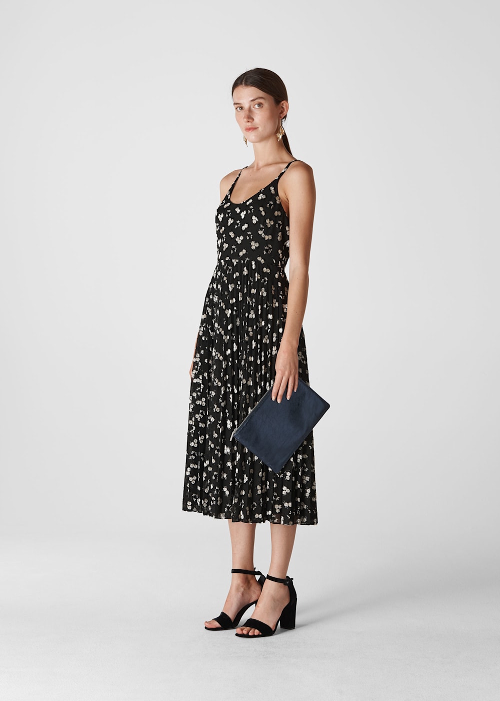 Whistles ditsy blossom pleated dress outlet