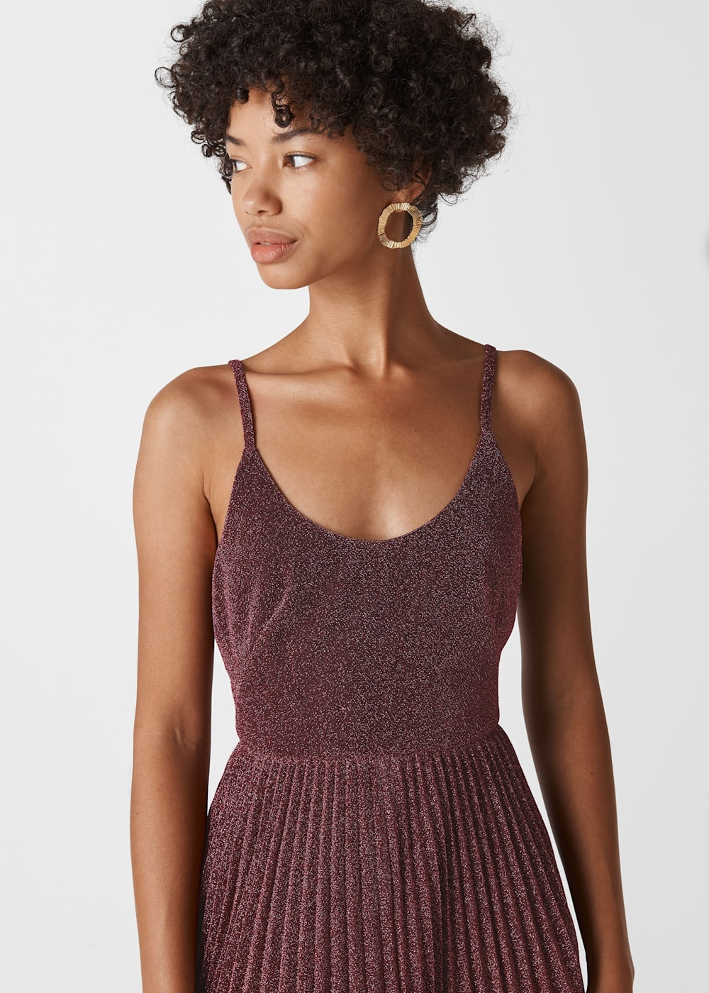 Pink Regina Sparkle Pleated Dress WHISTLES Whistles UK
