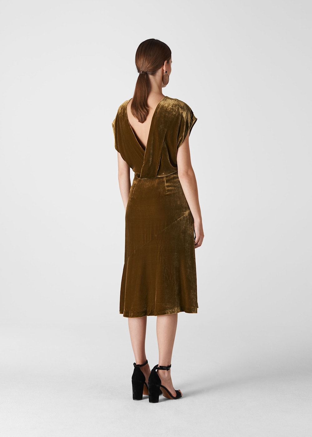 Gold Mina Silk Mix Velvet Dress