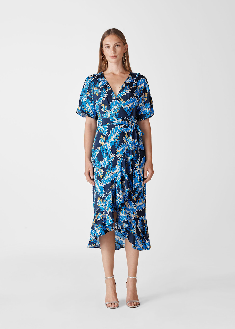 Blue Multi Josephine Print Wrap Dress WHISTLES Whistles UK