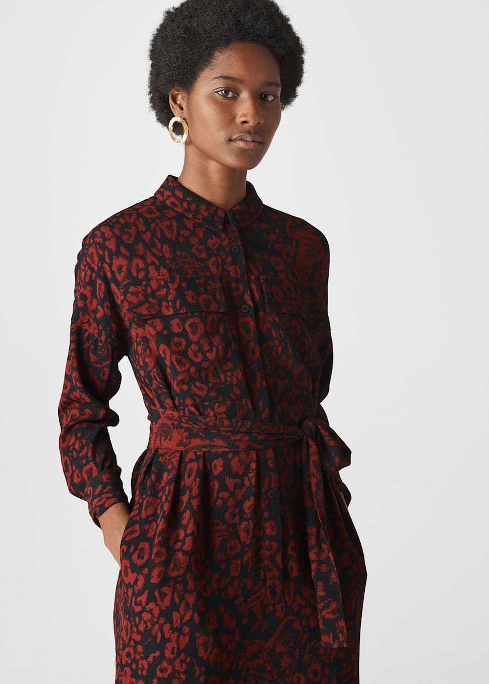 Red leopard print shirt dress top