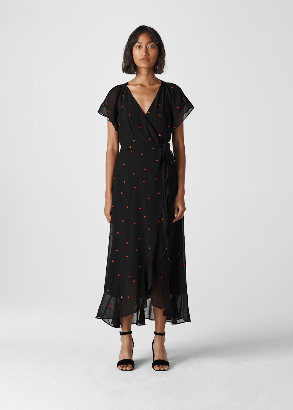 Heart of marigold black wrap maxi dress online