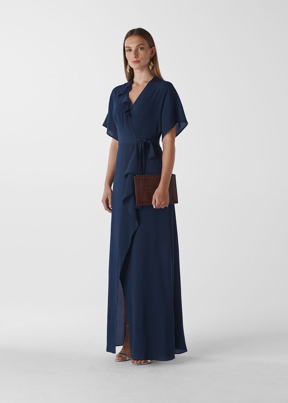 Nova frill wrap maxi dress discount