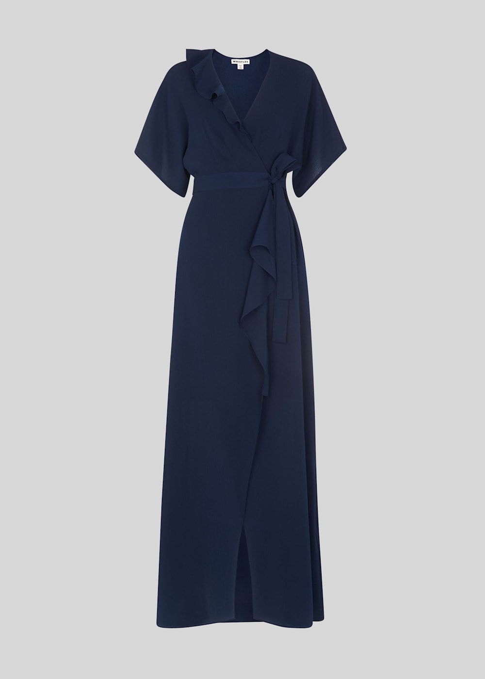 Navy frill wrap dress online