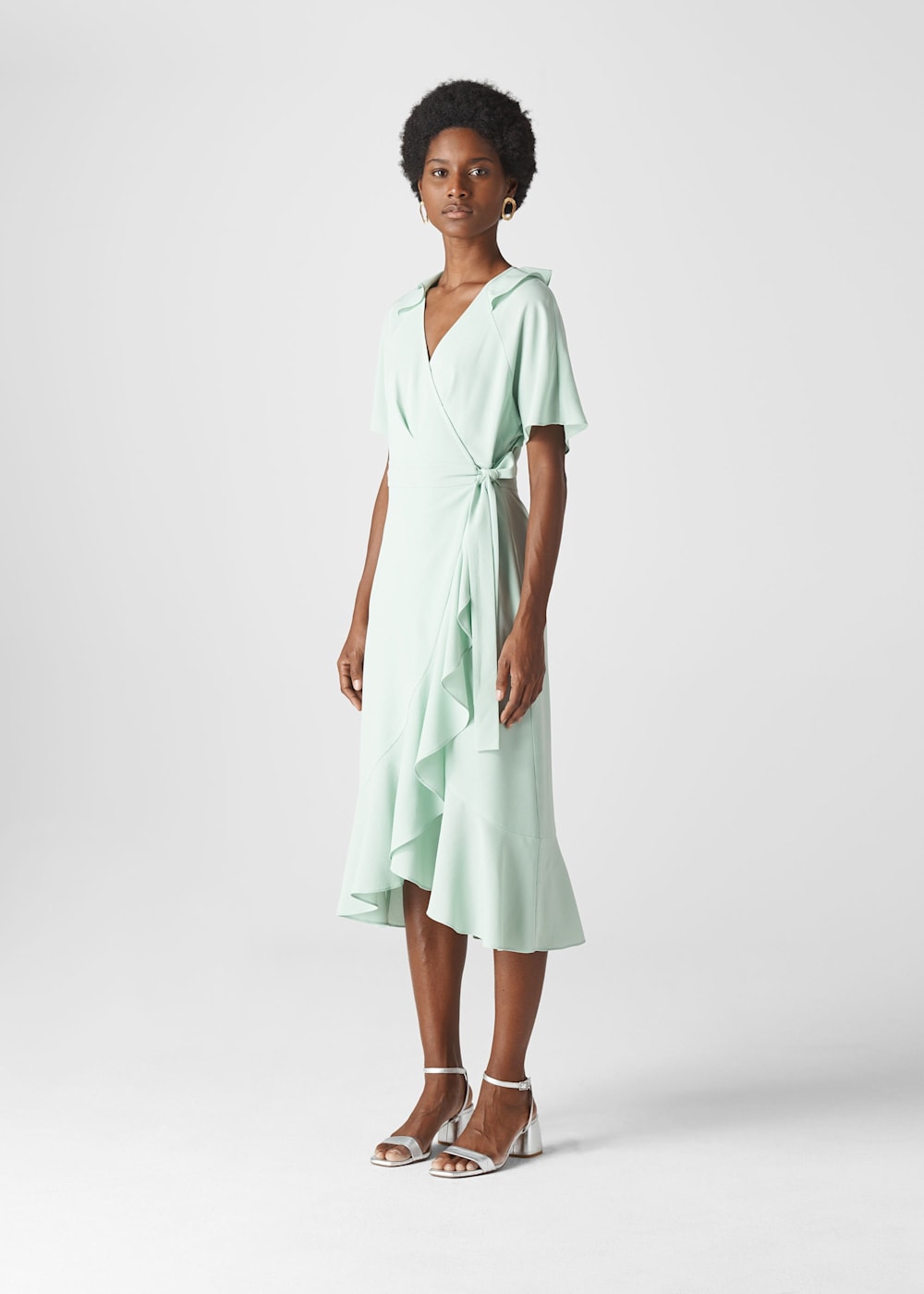 Pale Green Abigail Frill Wrap Dress