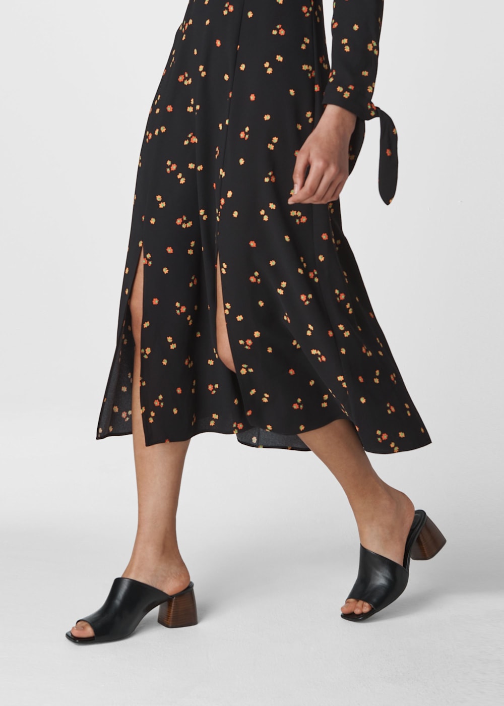 Whistles micro floral tie cuff dress shop