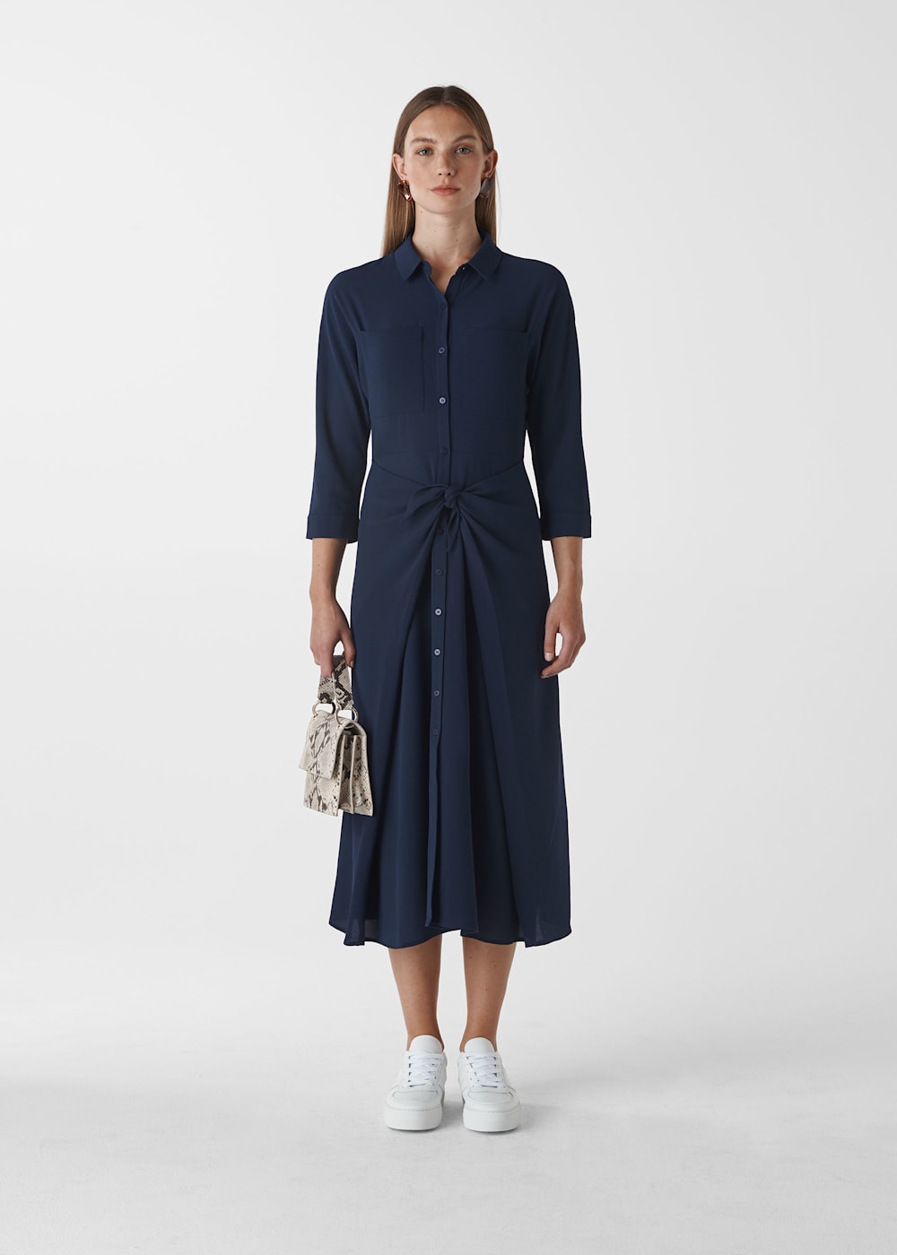 Navy Selma Tie Dress WHISTLES Whistles UK
