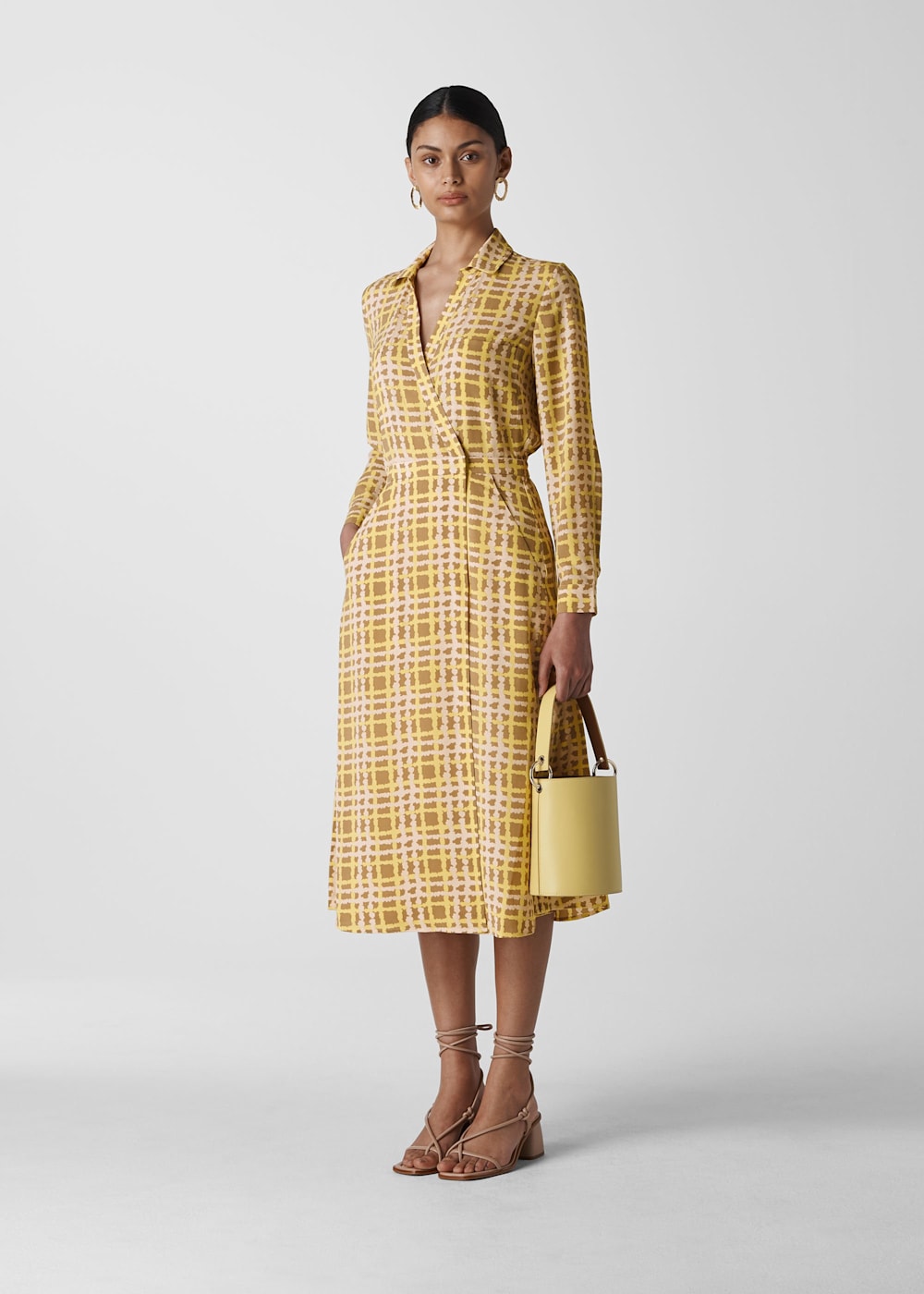 Checked wrap dress new arrivals