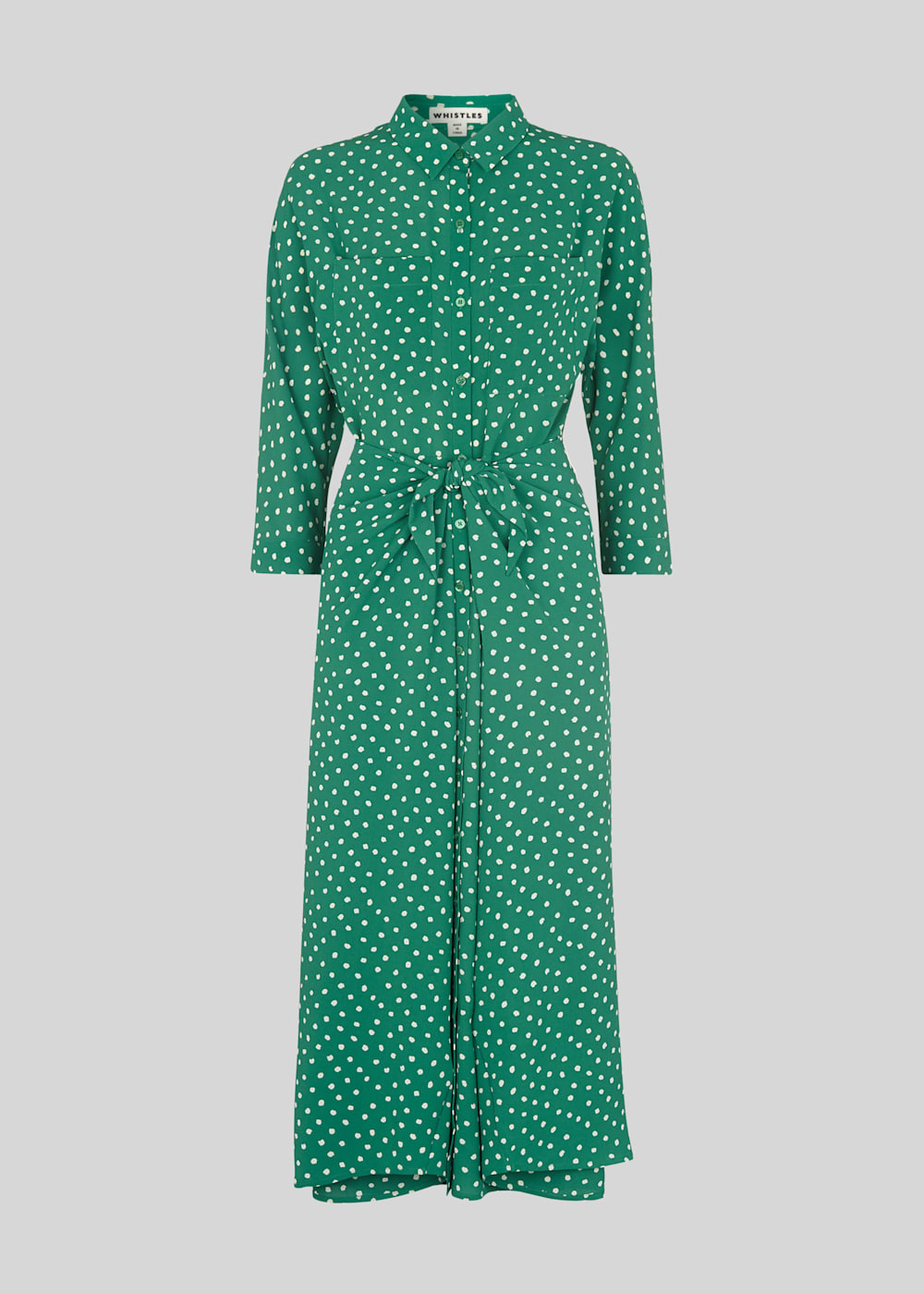 Green Multi Abstract Spot Selma Tie Dress WHISTLES Whistles UK
