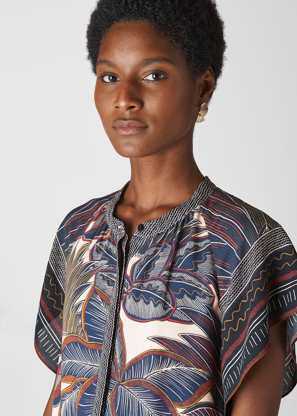 Palm Print Shirt Dress