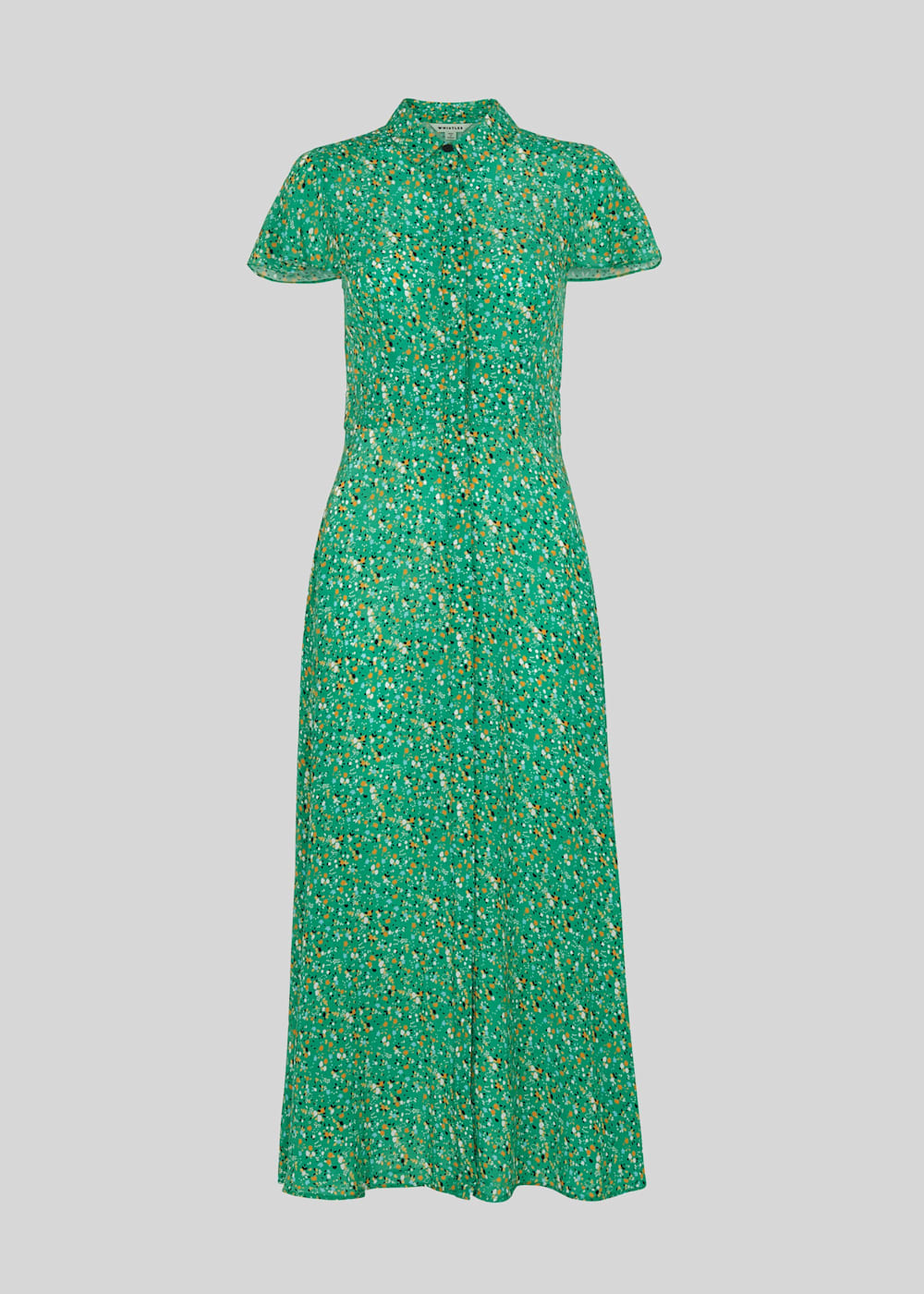 Green Ditsy Blossom Midi Shirt Dress WHISTLES Whistles UK