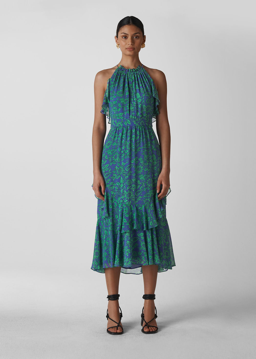 Blue Multi Devina Henna Print Dress WHISTLES Whistles ROW