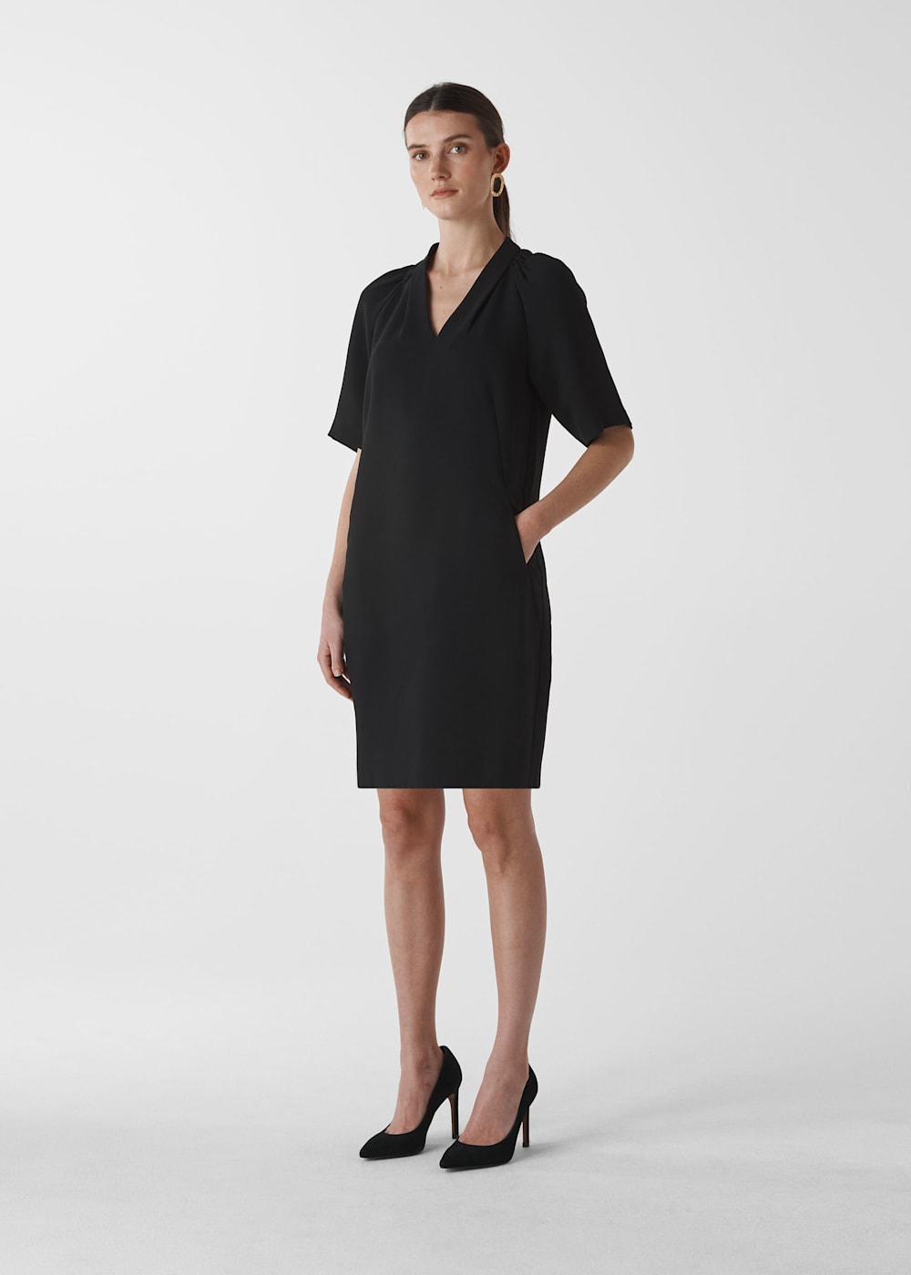 Black Devyn Crepe Dress WHISTLES Whistles UK