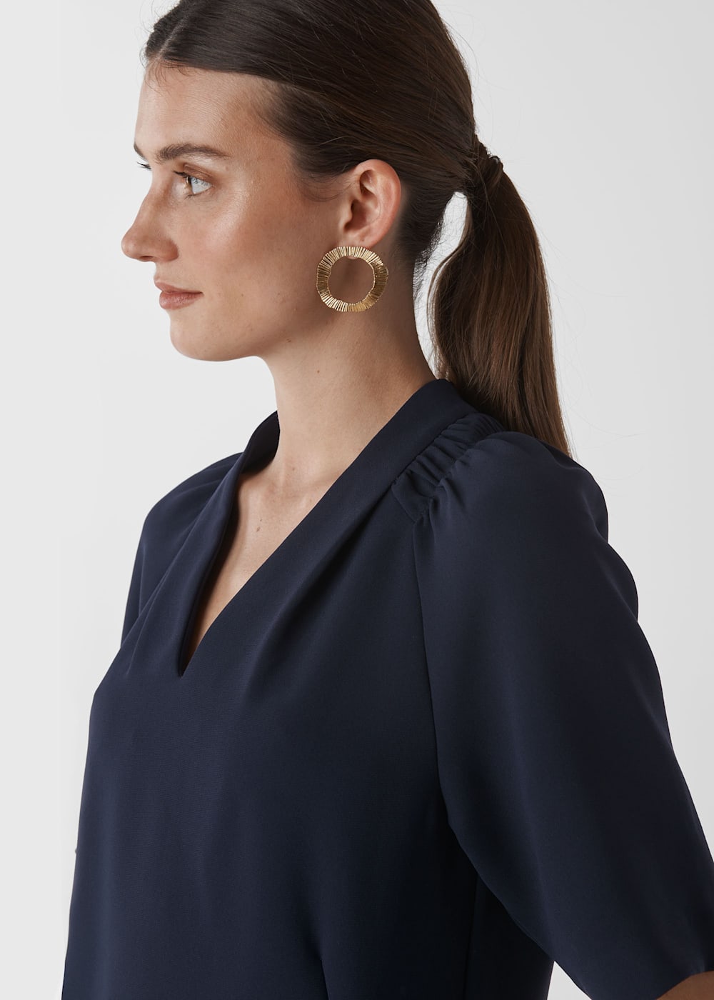 Navy Devyn Crepe Dress WHISTLES Whistles UK