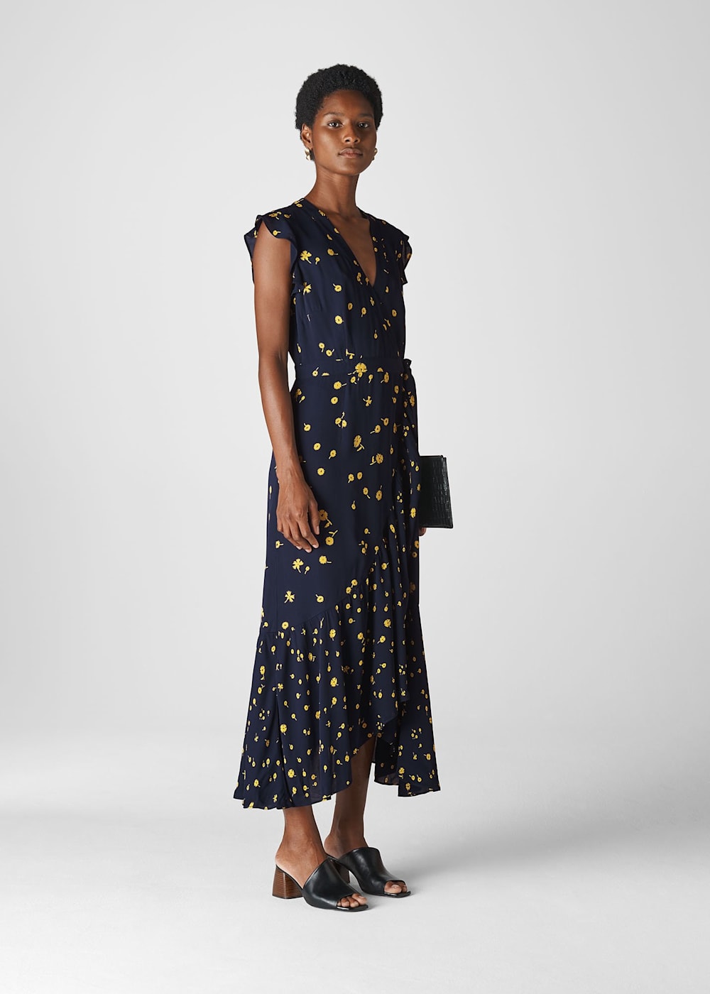 Navy Daisy Chain Wrap Dress