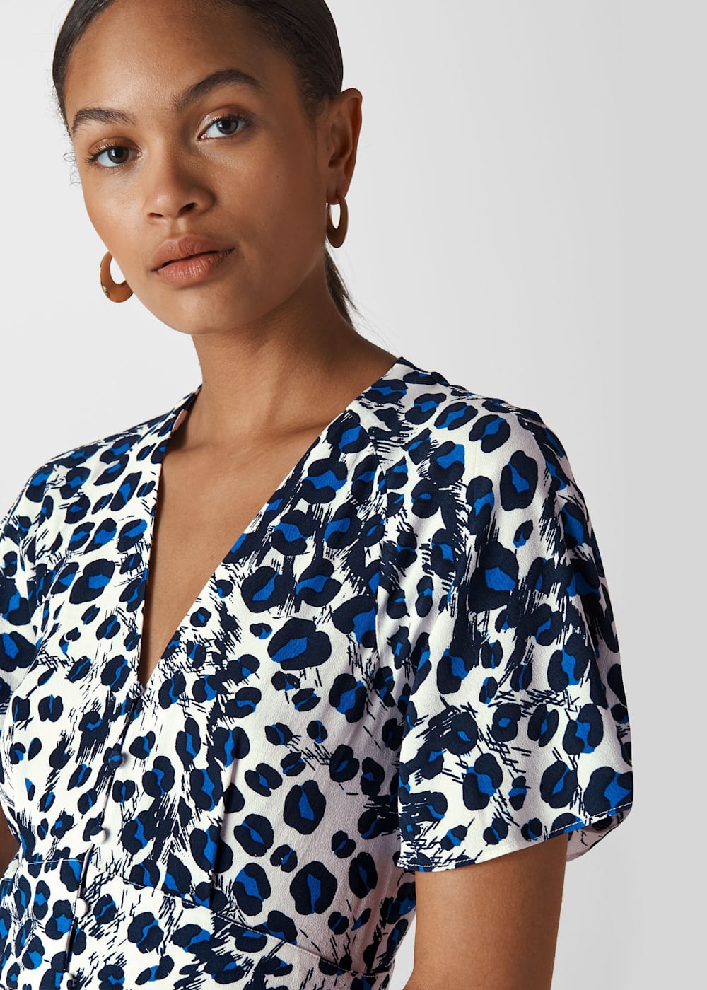 Whistles brushed leopard button dress on sale