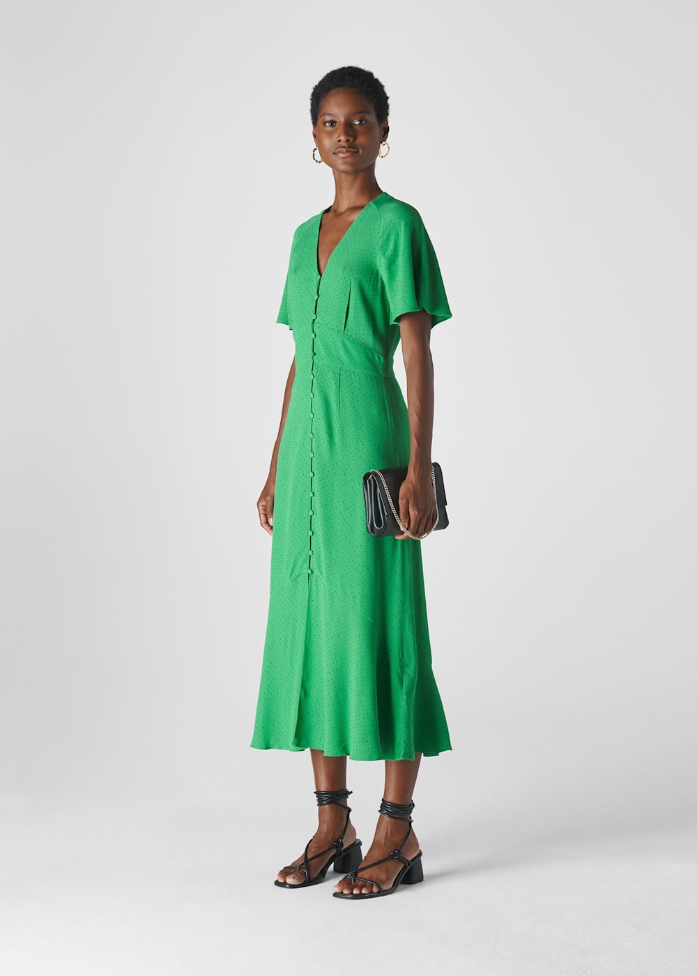 Green dress with buttons store
