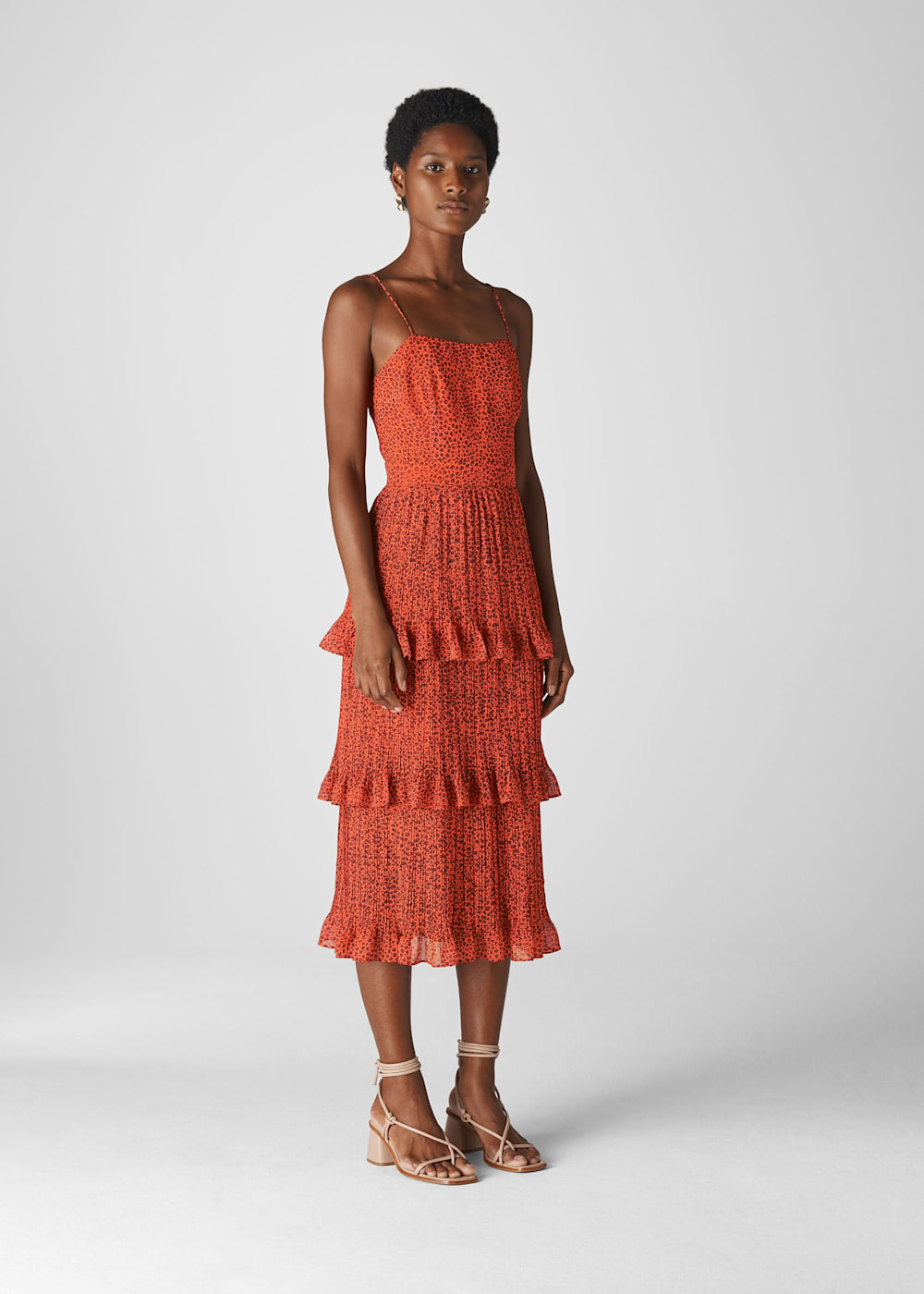 Flame Multi Mini Leopard Pleated Dress WHISTLES Whistles US