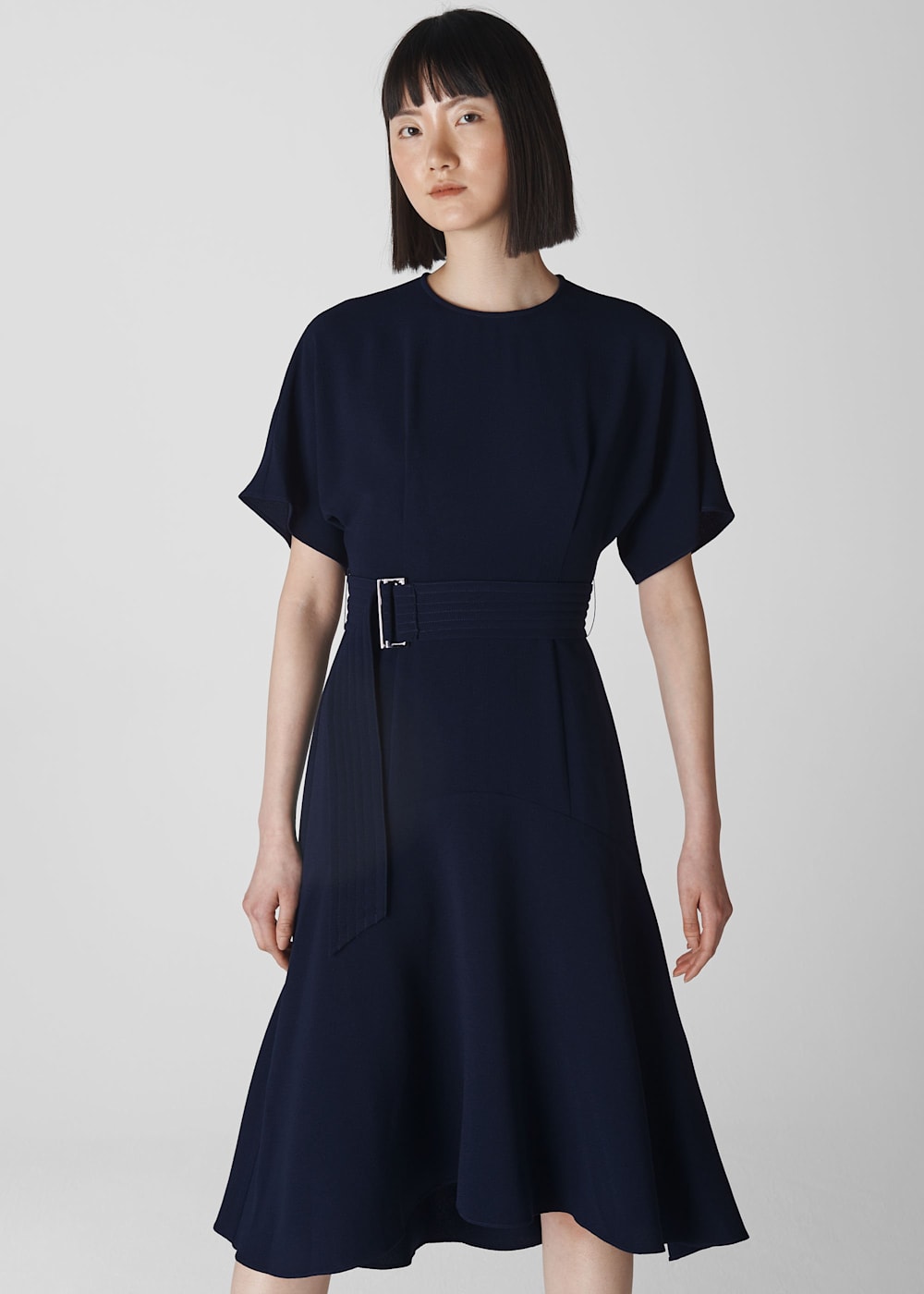 Whistles textured belted midi dress hot sale