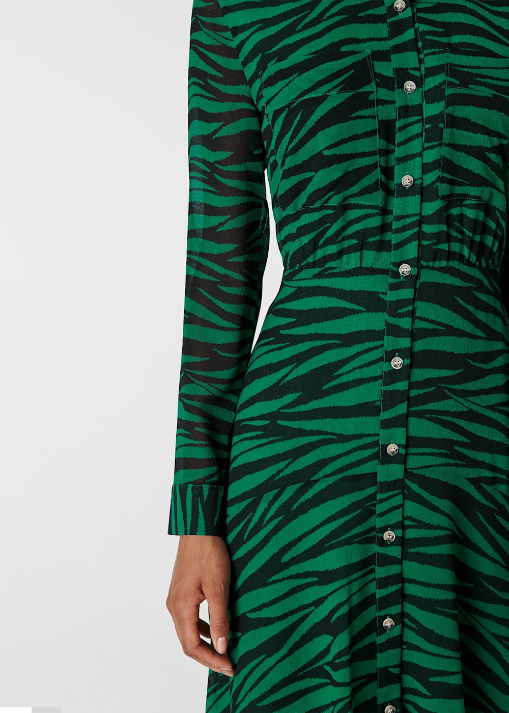 Green Multi Carys Tiger Print Shirt Dress WHISTLES Whistles US
