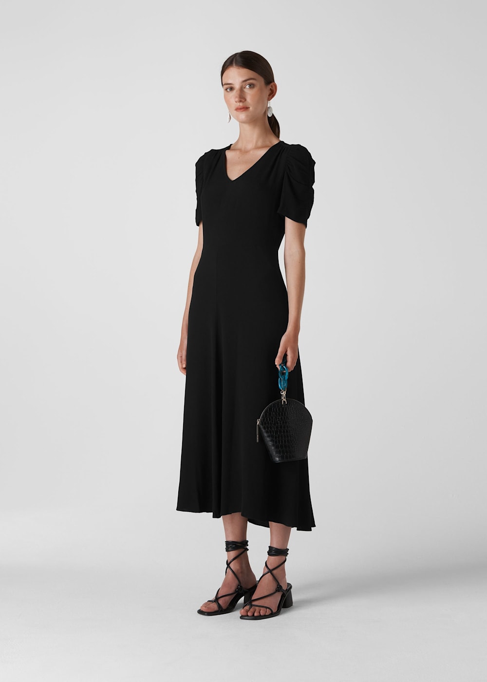 Simple black midi dress top