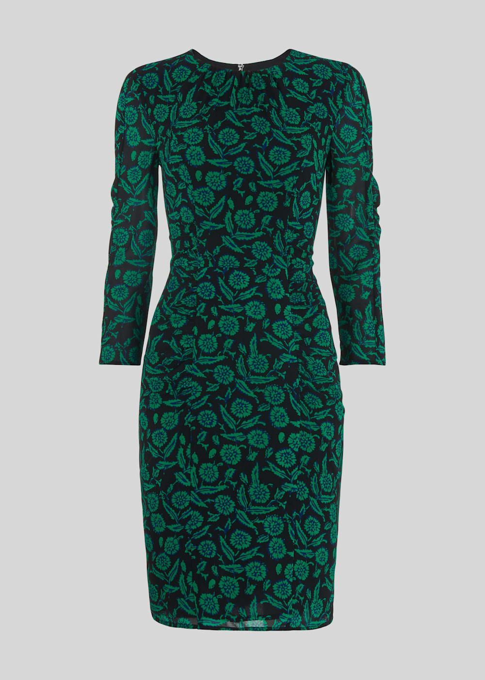 Green Multi Block Floral Silk Bodycon WHISTLES Whistles UK